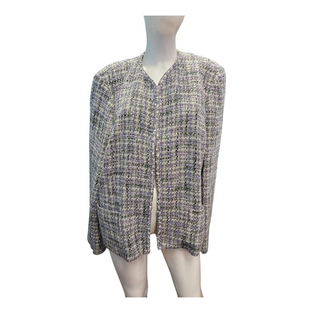 Evan-Picone Woven Textured Blazer Womens Size 16W Gray Purple